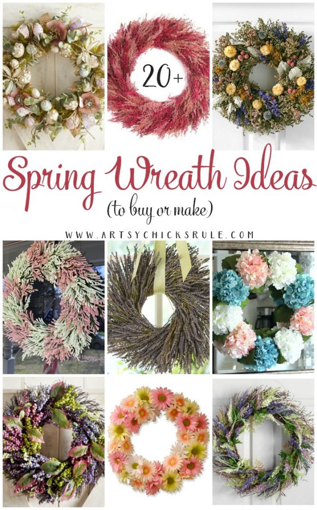 20+ Spring Wreath Ideas (to buy OR make!!!) Lots of INSPIRATION! artsychicksrule.com