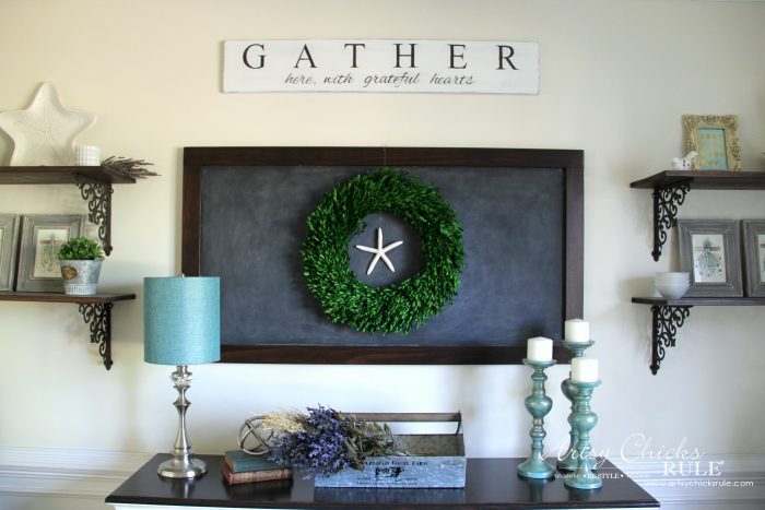 DIY Farmhouse Gather Sign PLUS a SIMPLE Transfer & Paint Method!! artsychicksrule.com