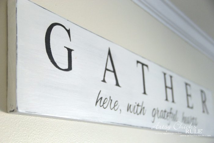 DIY Farmhouse Gather Sign PLUS a SIMPLE Transfer & Paint Method!! artsychicksrule.com