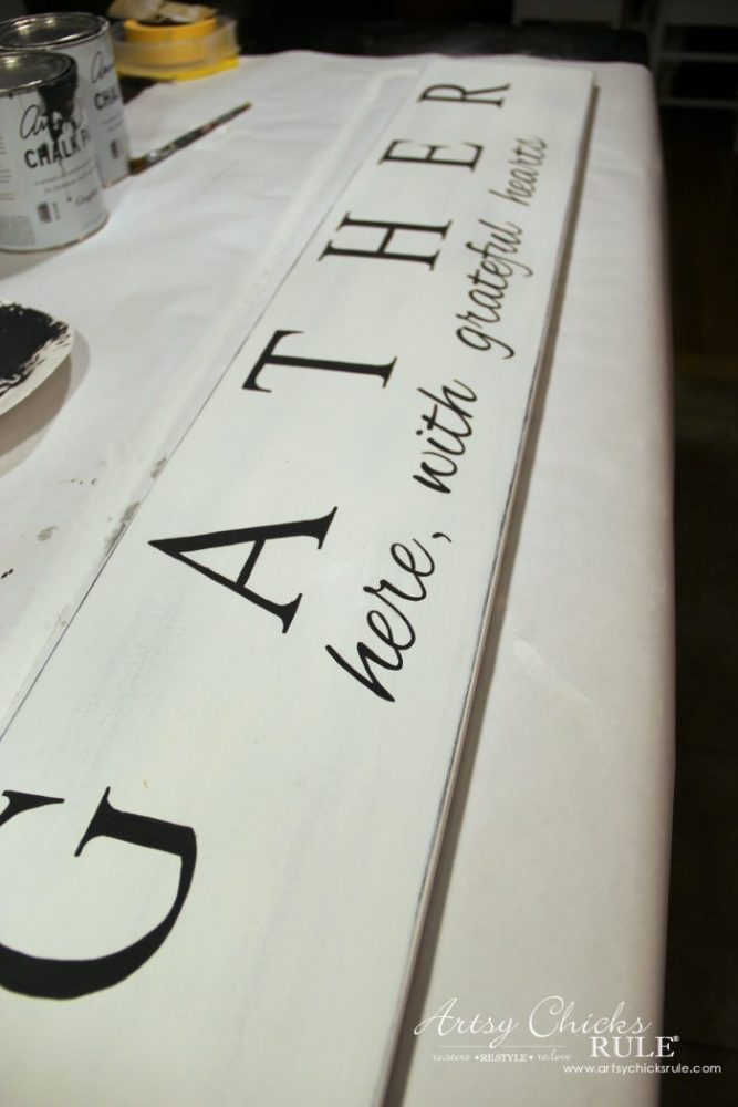 DIY Farmhouse Gather Sign PLUS a SIMPLE Transfer & Paint Method!! artsychicksrule.com