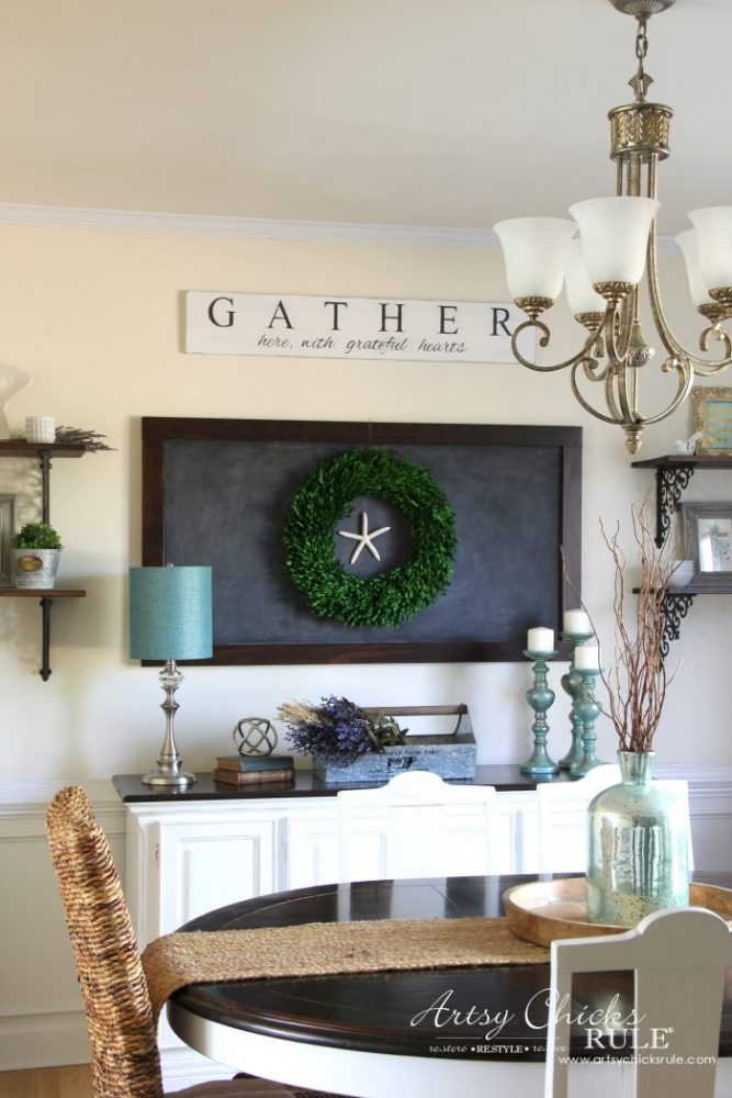 DIY Farmhouse Gather Sign PLUS a SIMPLE Transfer & Paint Method!! artsychicksrule.com