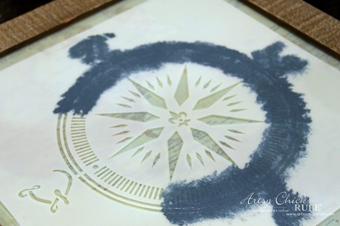 Easy DIY--> Wall Map & Nautical Compass Stencil, Repurposed $4 Thrifty Find artsychicksrule.com