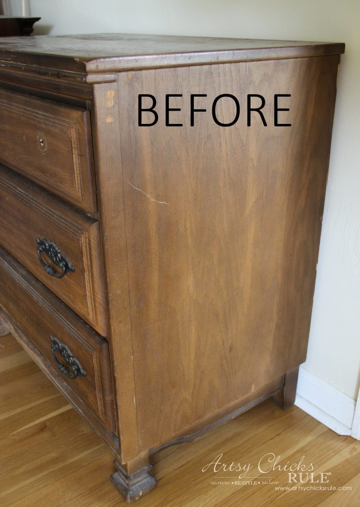 $20 ReStore Compass Rose Dresser Makeover!! artsychicksrule.com #compassrose #compassrosedresser #chalkpaintedfurniture