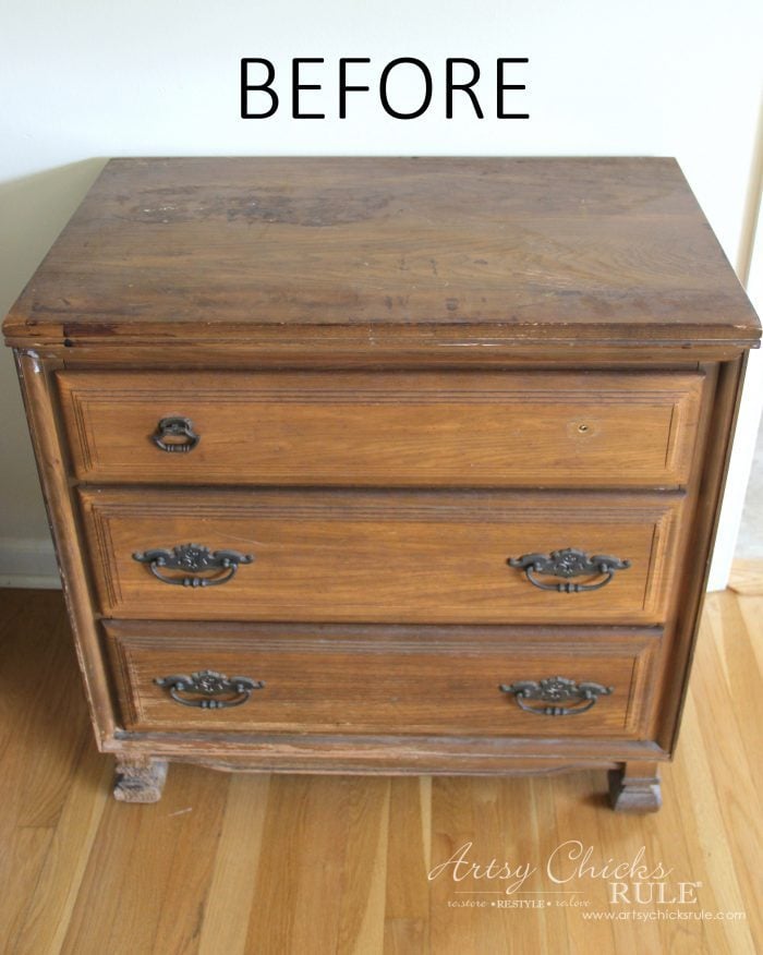 $20 ReStore Compass Rose Dresser Makeover!! artsychicksrule.com #compassrose #compassrosedresser #chalkpaintedfurniture