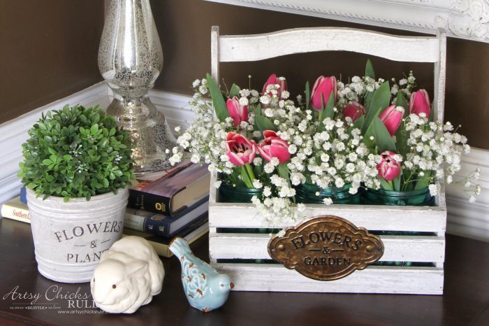 Bring Spring Inside!! Easy to do, Ideas here!! artsychicksrule.com #springdecor #decoratingforspring #bringspringinside