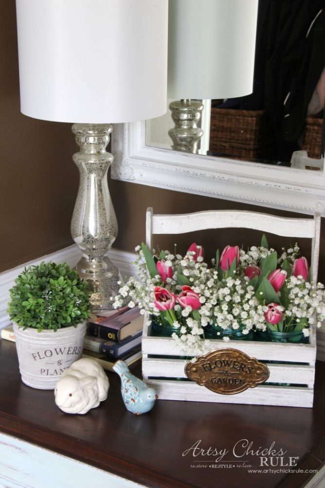 Bring Spring Inside!! Easy to do, Ideas here!! artsychicksrule.com #springdecor #decoratingforspring #bringspringinside