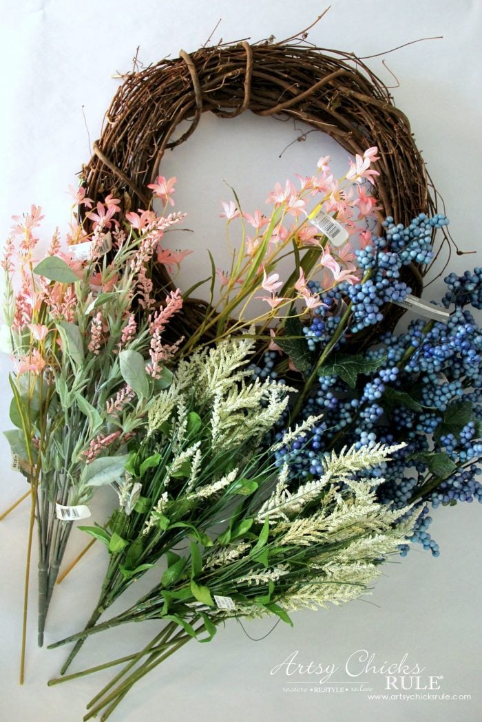 DIY Pink & Blue Easy Spring Wreath (perfect colors for spring!)