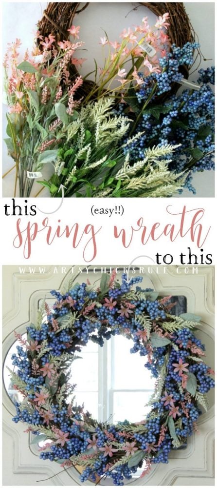 SOOO Simple & EASY Spring Wreath! #springwreath #easyspringwreath #diyspringwreath artsychicksrule.com