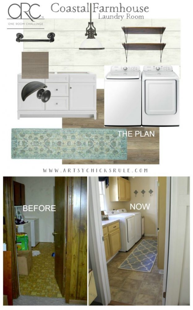 Coastal Farmhouse Laundry Room Plan - One Room Challenge, Week 1 artsychicksrule.com ORC