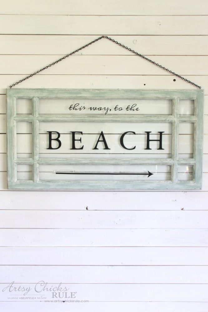 Old Window Beach Sign - Decorating with Windows - artsychicksrule.com