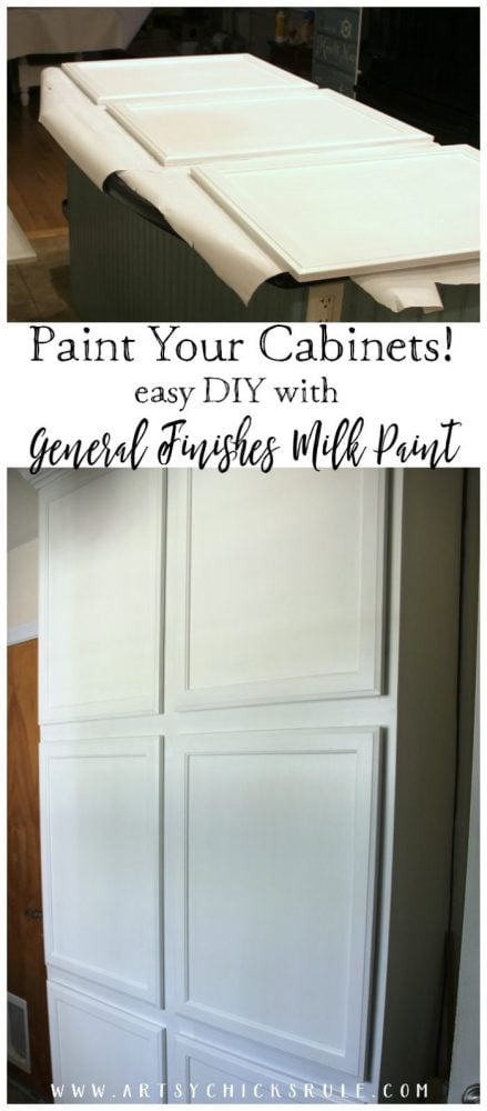 EASY DIY PROJECT! Painted Cabinets with General Finishes Milk Paint - One Room Challenge Week 2 - artsychicksrule.com