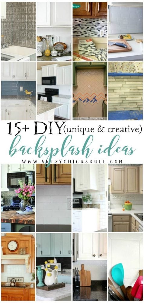 Lots of GREAT ideas!! 15+ Unique & Creative DIY Backsplash Ideas artsychicksrule.com