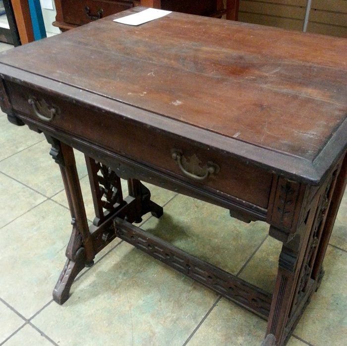 Teal and Red Writing Desk Makeover (with Glue, Screws and Chalk Paint!)