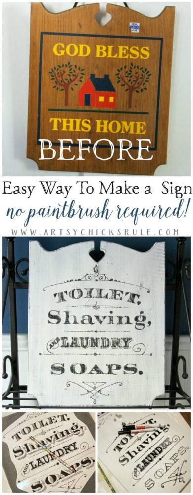 NO Paintbrush Required! EASY Way To Make a Sign!! (Thrift Shop Shakedown - 99 cent makeover - new video series) - artsychicksrule.com