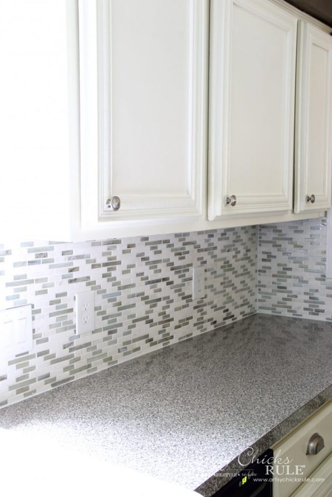 Coastal Inspired DIY Tile Backsplash Tutorial artsychicksrule.com #tilebacksplash #diybacksplash