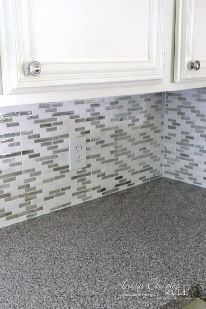 Coastal Inspired DIY Tile Backsplash Tutorial artsychicksrule.com #tilebacksplash #diybacksplash