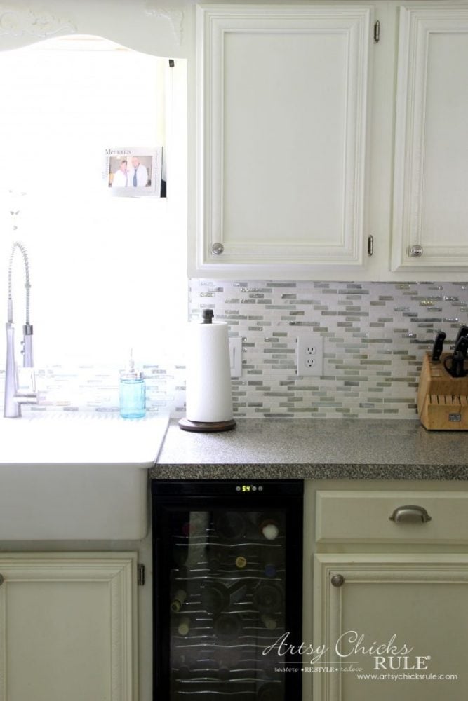 Coastal Inspired DIY Tile Backsplash Tutorial artsychicksrule.com #tilebacksplash #diybacksplash