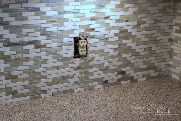 Coastal Inspired DIY Tile Backsplash Tutorial artsychicksrule.com #tilebacksplash #diybacksplash