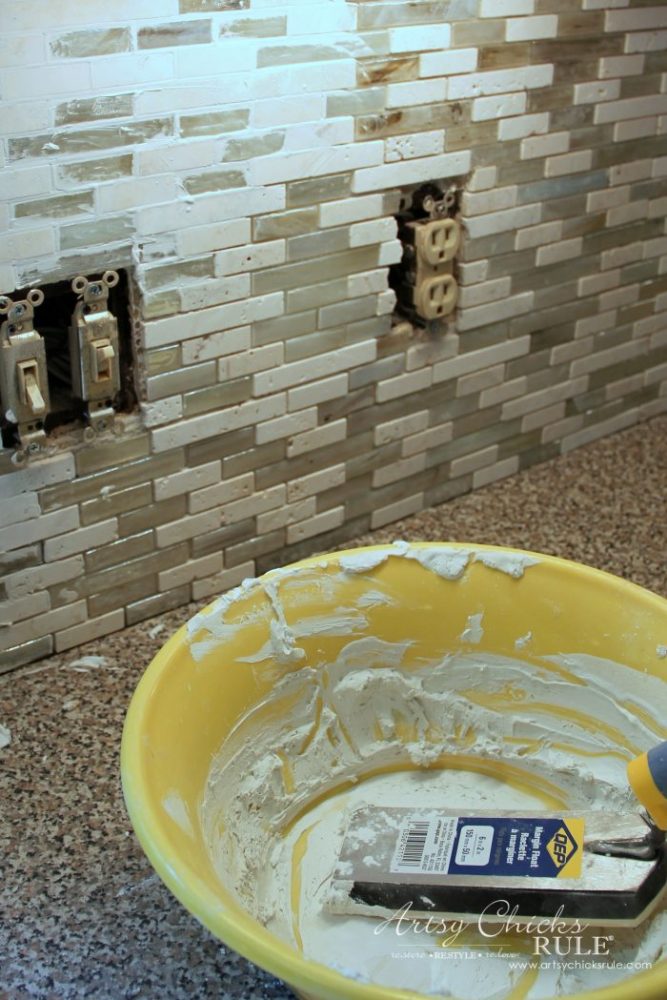 Coastal Inspired DIY Tile Backsplash Tutorial artsychicksrule.com