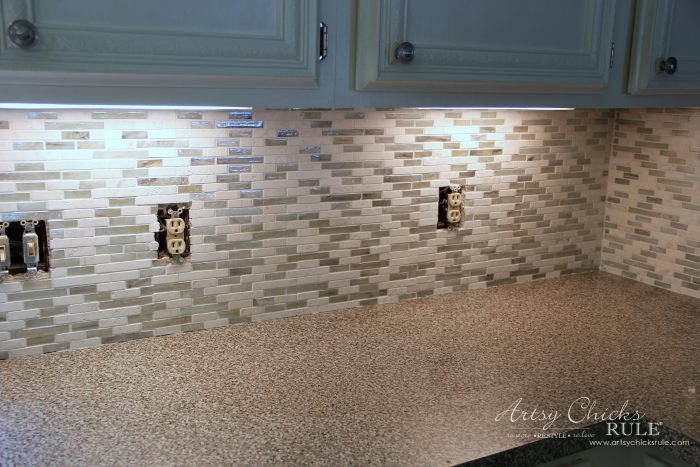 Coastal Inspired DIY Tile Backsplash Tutorial artsychicksrule.com