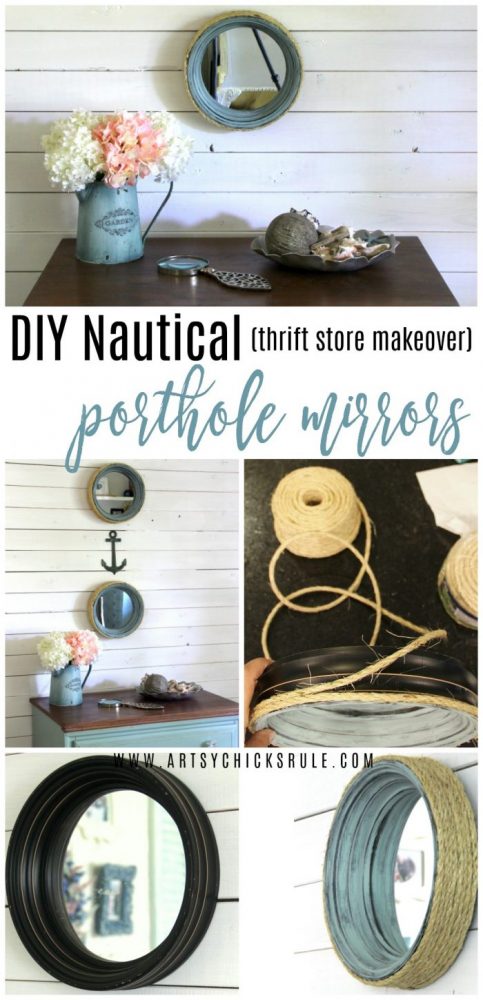 DIY Nautical Porthole Mirrors - Thrift Store Makeover!! artsychicksrule.com