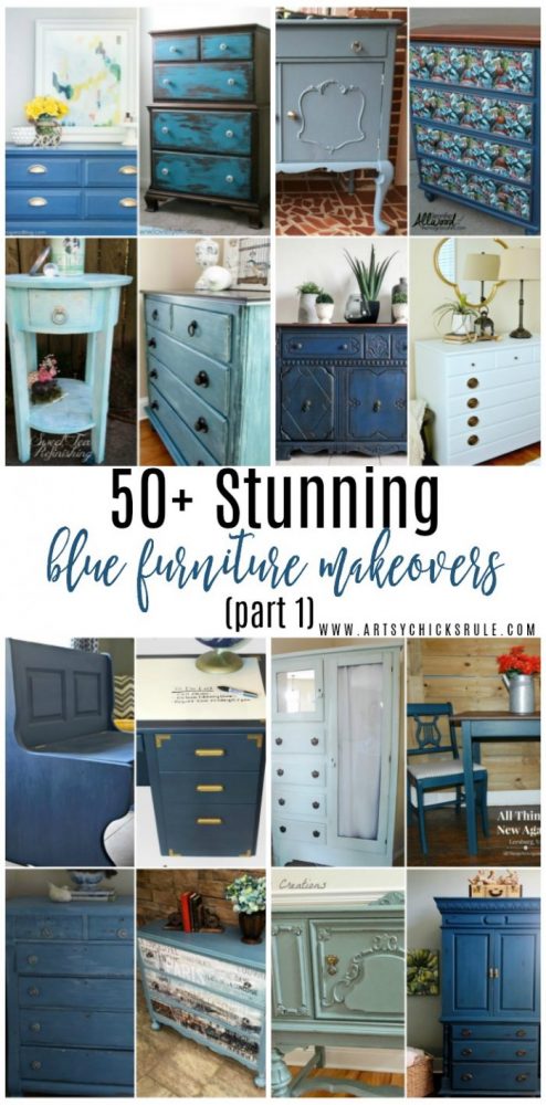 50+ STUNNING Blue Furniture Makeovers Part 1 artsychicksrule.com #bluefurnituremakeovers #bluefurniture