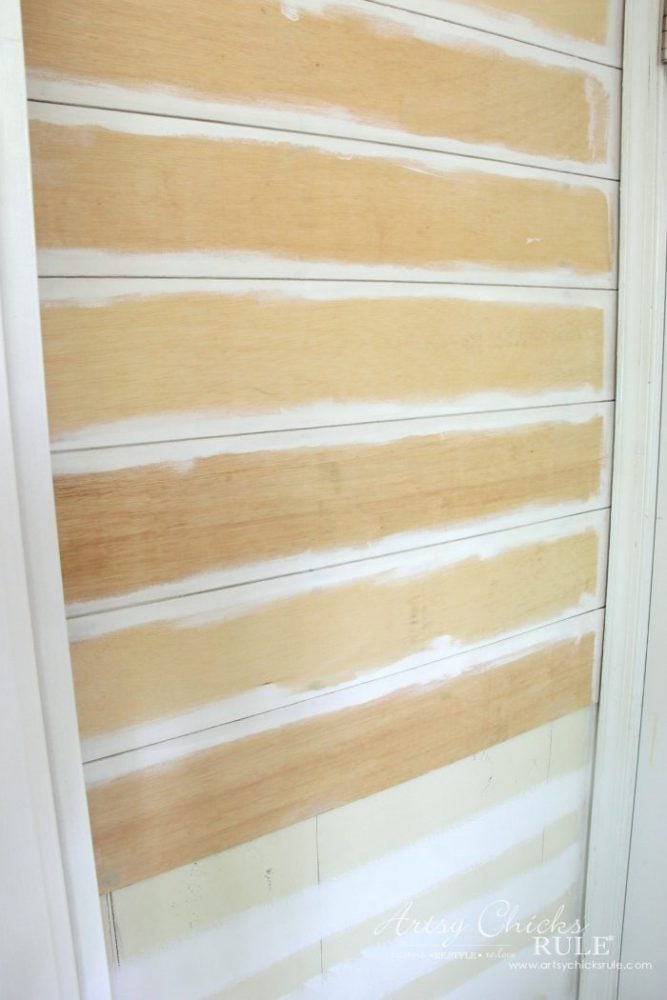 DIY Faux Shiplap - showing progress 