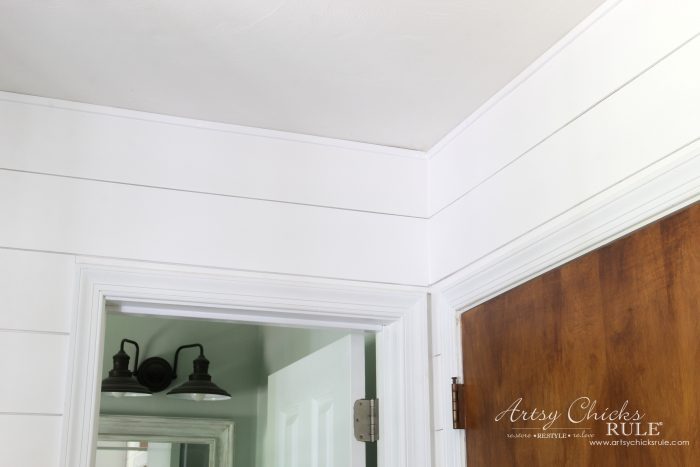 DIY Faux Shiplap - ceiling with trim