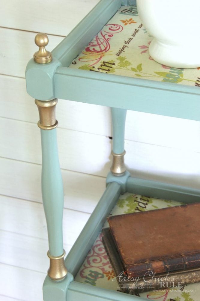 French Fabric Decoupage with Duck Egg Blue Chalk Paint artsychicksrule.com #fabricdecoupage #chalkpaintedfurniture