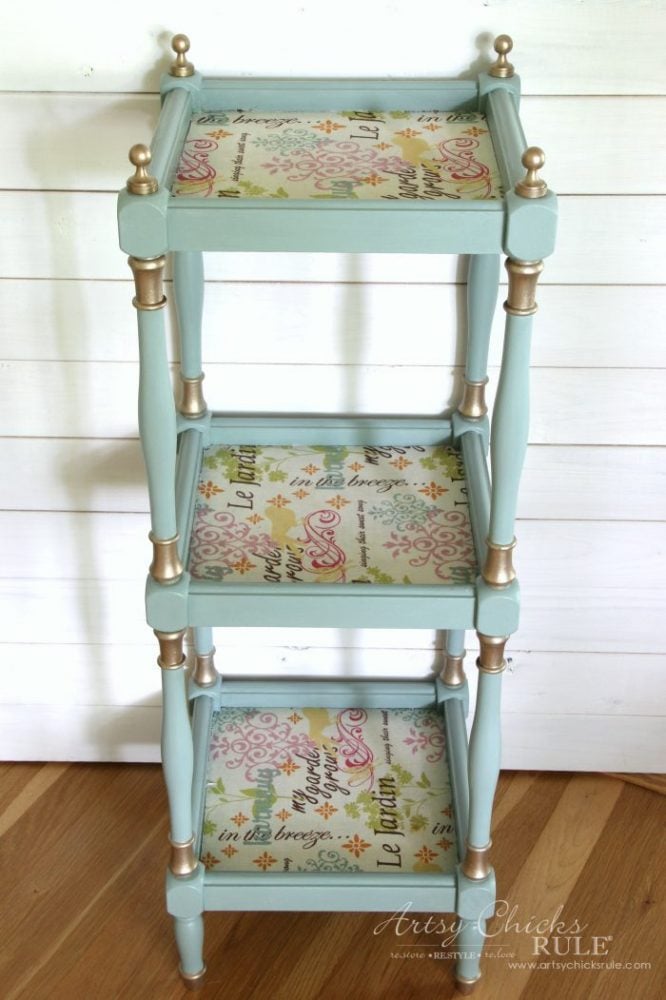 French Fabric Decoupage with Duck Egg Blue Chalk Paint artsychicksrule.com