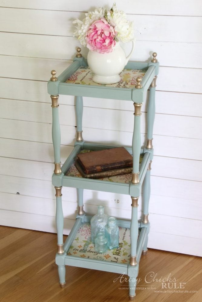 French Fabric Decoupage with Duck Egg Blue Chalk Paint artsychicksrule.com