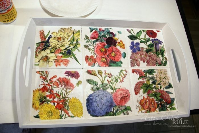 Thrifty Tray Botanical Decoupage Makeover artsychicksrule.com