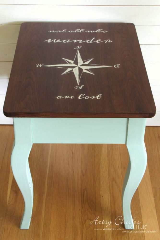 Compass Rose End Table Makeover AND FREE Downloadable Graphic! (with Dixie Belle Paint) artsychicksrule.com