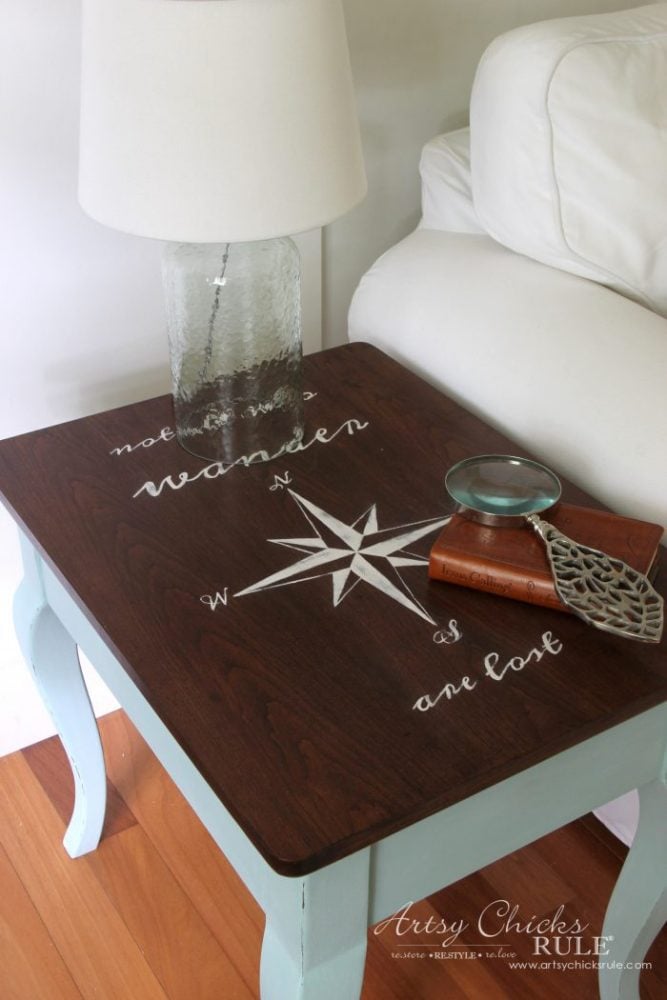 Compass Rose End Table Makeover AND FREE Downloadable Graphic! (with Dixie Belle Paint) artsychicksrule.com