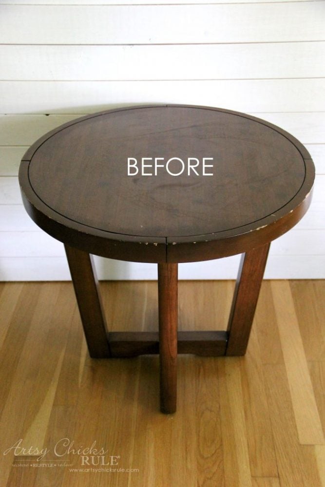 French Country Clock Face Table Makeover artsychicksrule.com