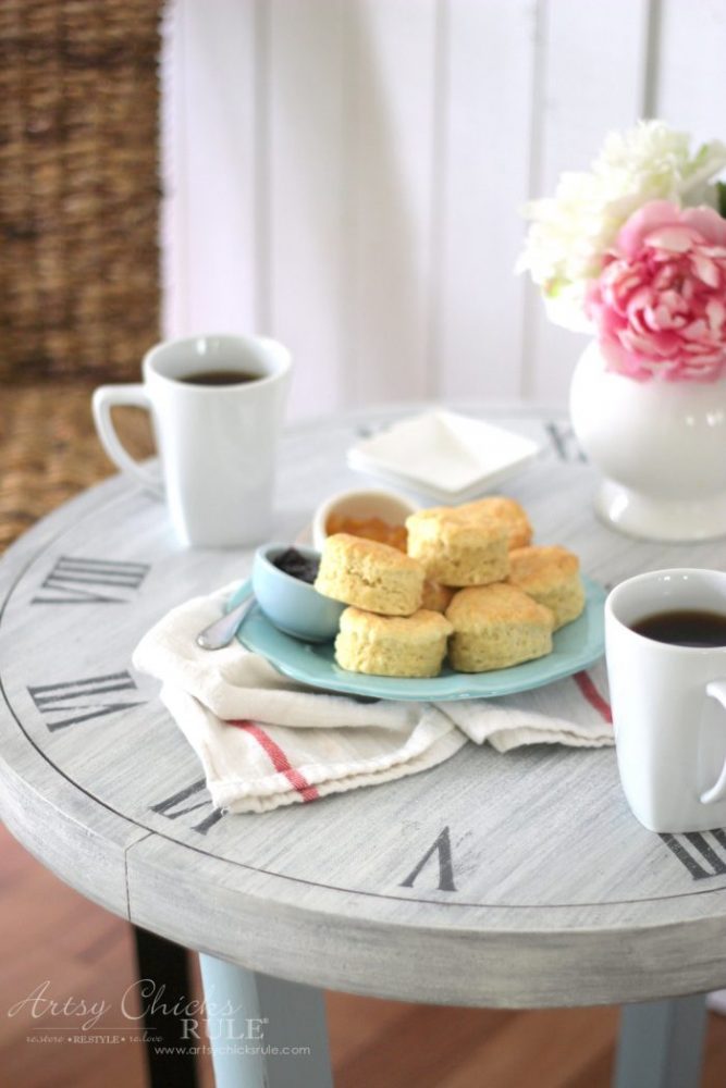 French Country Clock Face Table Makeover artsychicksrule.com #clockface 