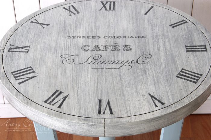 French Country Clock Face Table Makeover artsychicksrule.com #clockface 