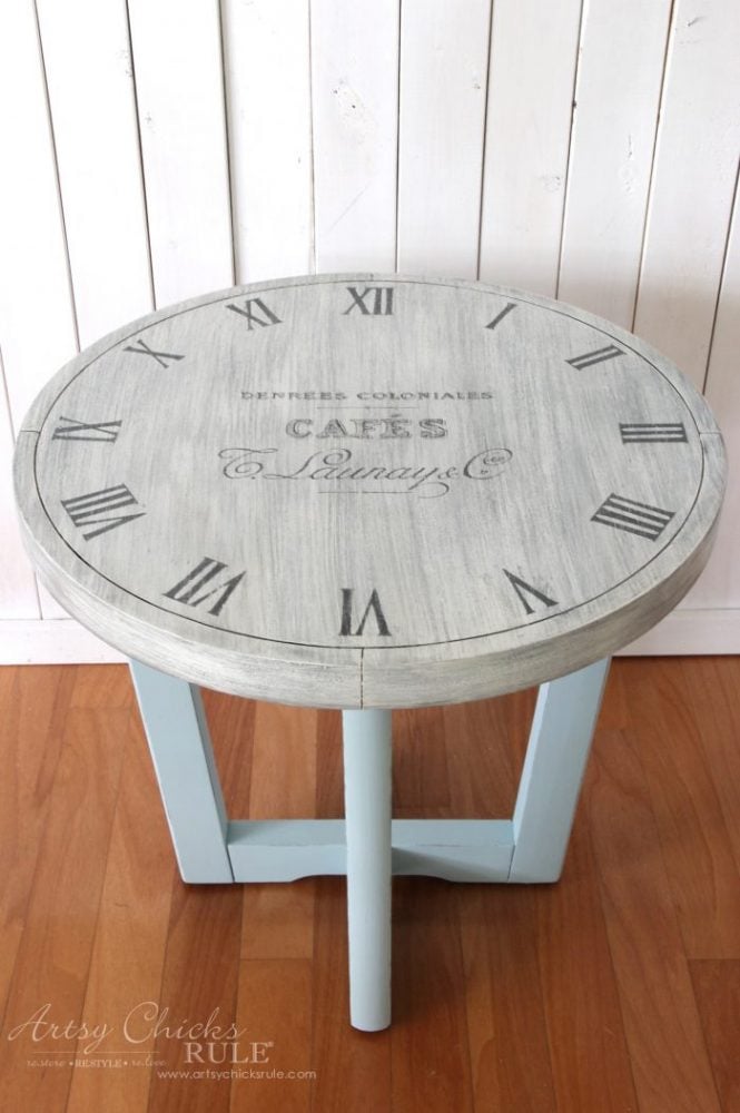 French Country Clock Face Table Makeover artsychicksrule.com #clockface 