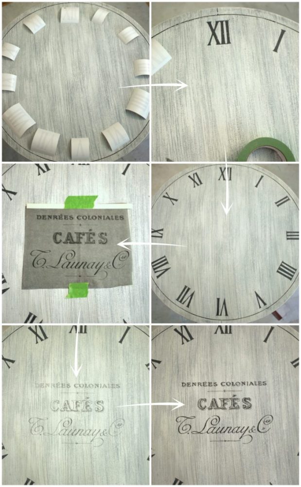 French Country Clock Face Table Makeover artsychicksrule.com #clockface 