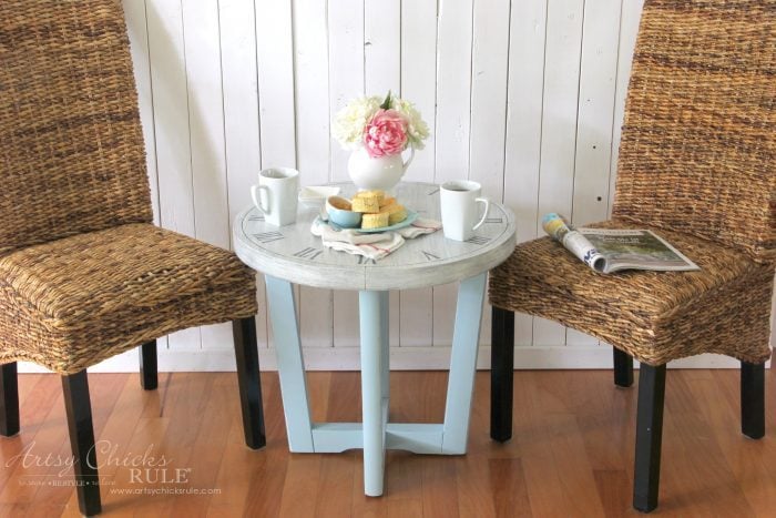French Country Clock Face Table Makeover artsychicksrule.com