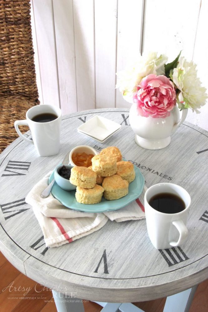 French Country Clock Face Table Makeover artsychicksrule.com #clockface 