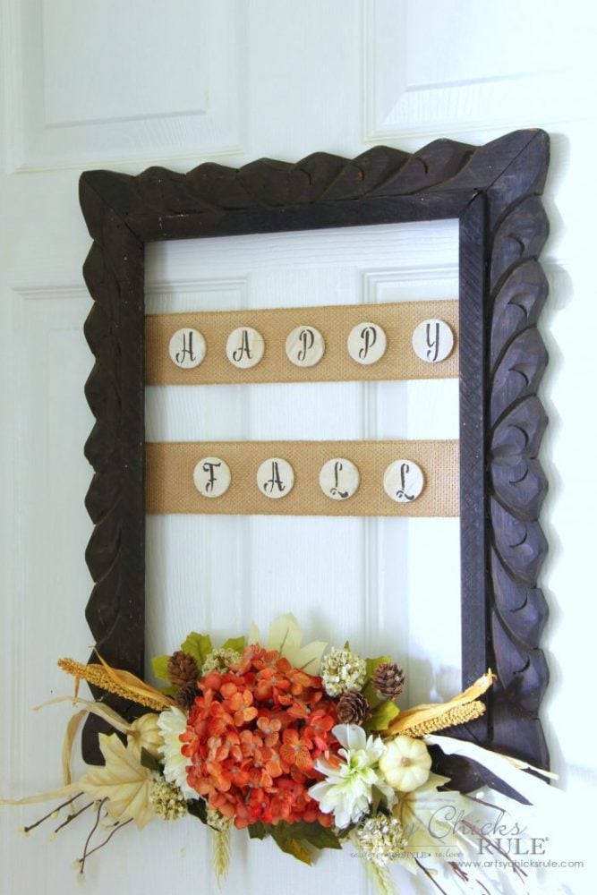 Rustic Fall Framed Wreath From a Thrift Store Frame!!! artsychicksrule.com