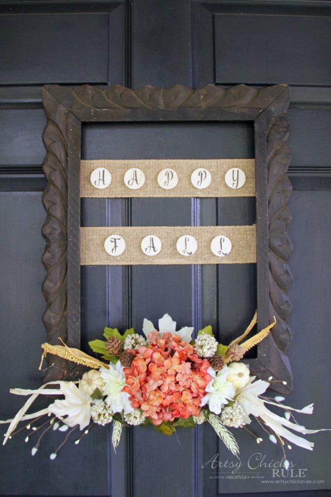 Rustic Fall Framed Wreath From a Thrift Store Frame!!! artsychicksrule.com