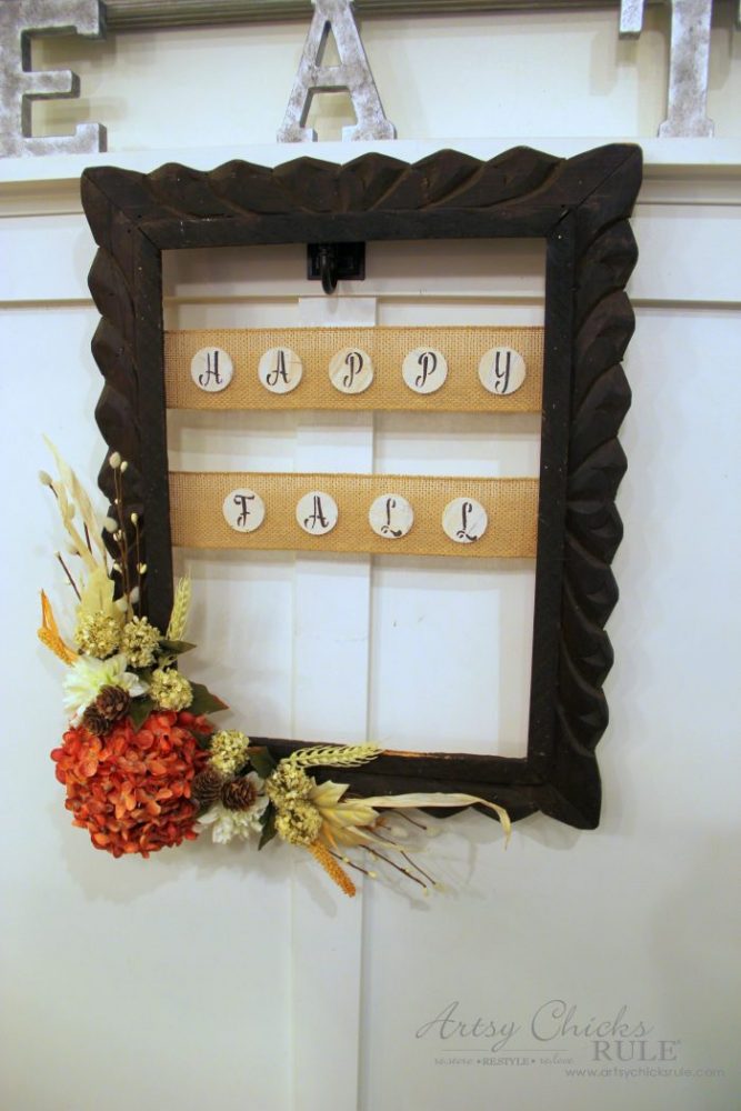 Rustic Fall Framed Wreath From a Thrift Store Frame!!! artsychicksrule.com