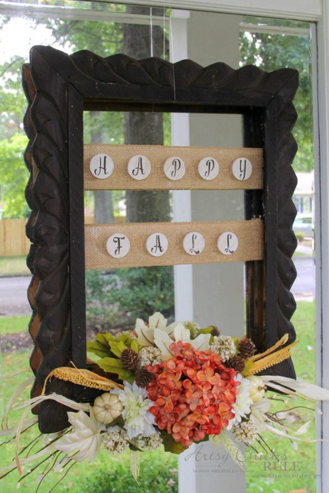 Rustic Fall Framed Wreath From a Thrift Store Frame!!! artsychicksrule.com