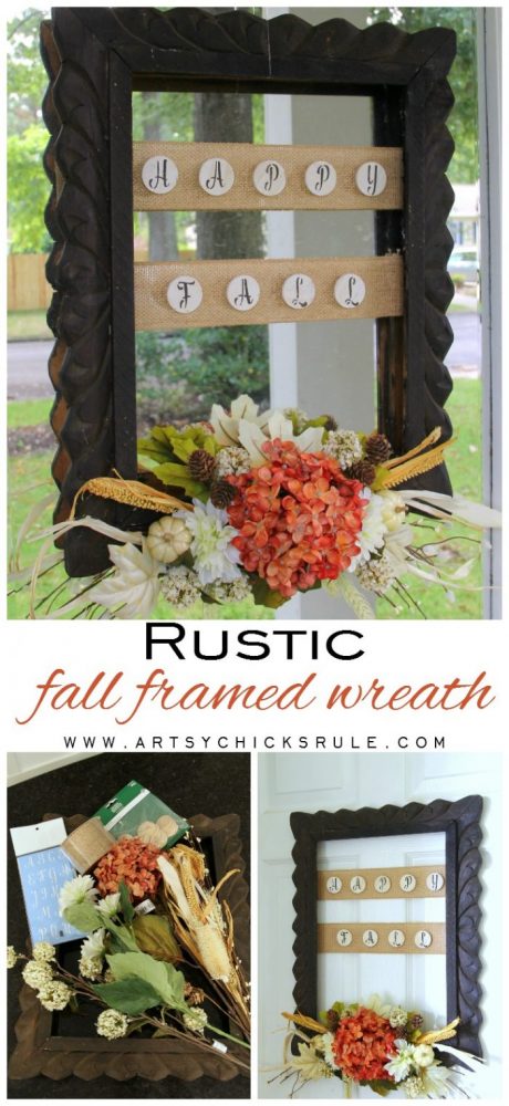 Rustic Fall Framed Wreath From a Thrift Store Frame!!! artsychicksrule.com