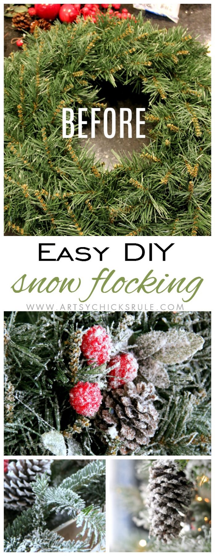 DIY Snow Flocking (wreaths, live branches and more!)