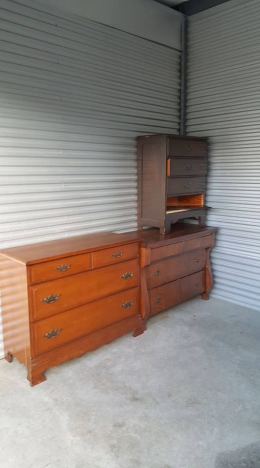 3 dressers before updating in storage unit