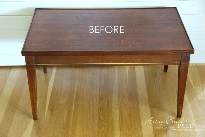 wood coffee table before