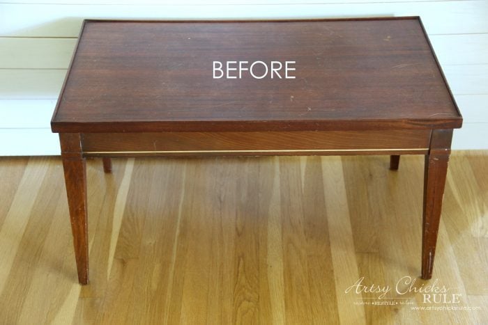 wood coffee table before